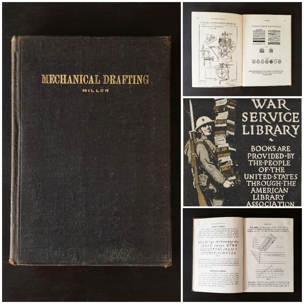 Antique 1915 WW1 War Service Library Mechanical Drafting by H. W. Miller